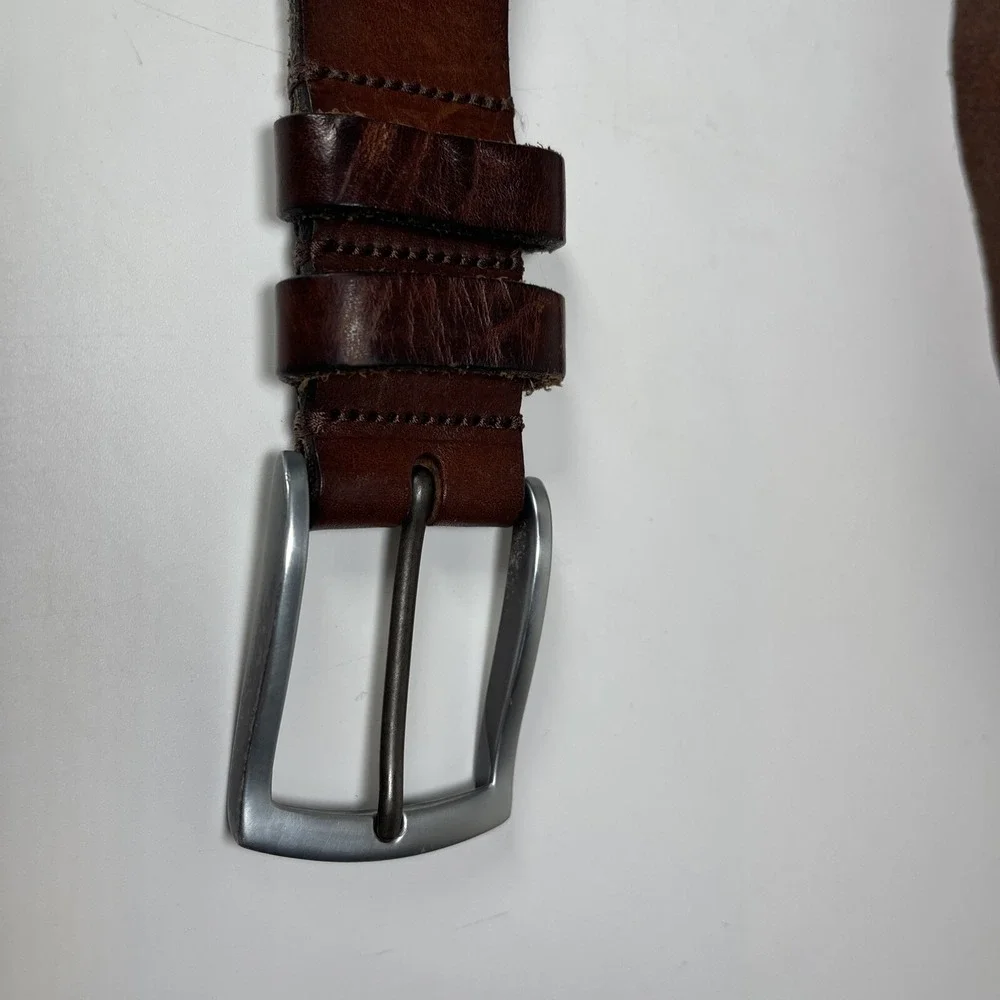 JoS A Bank Brown Fine Italian Leather Casual Belt - Men's Size 34
